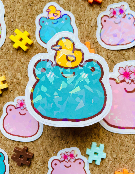 Duck Frog Holographic Vinyl Sticker