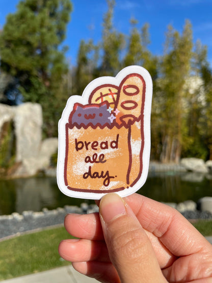 Bread All Day Cat Vinyl Sticker